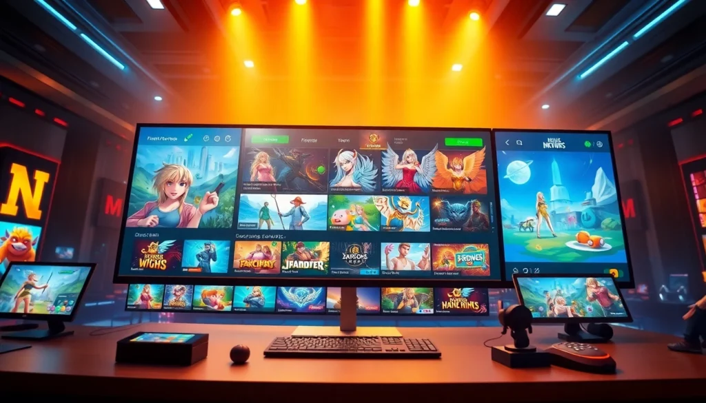 Menampilkan tampilan platform permainan online PASAR88 dengan grafis modern dan elemen permainan menarik.