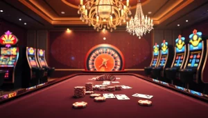 Experience thrilling poker action at 389WIN's elegant gaming table with vibrant chips.