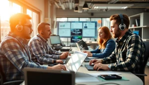 Efficient team at a Trucking Dispatch Company coordinating freight logistics.