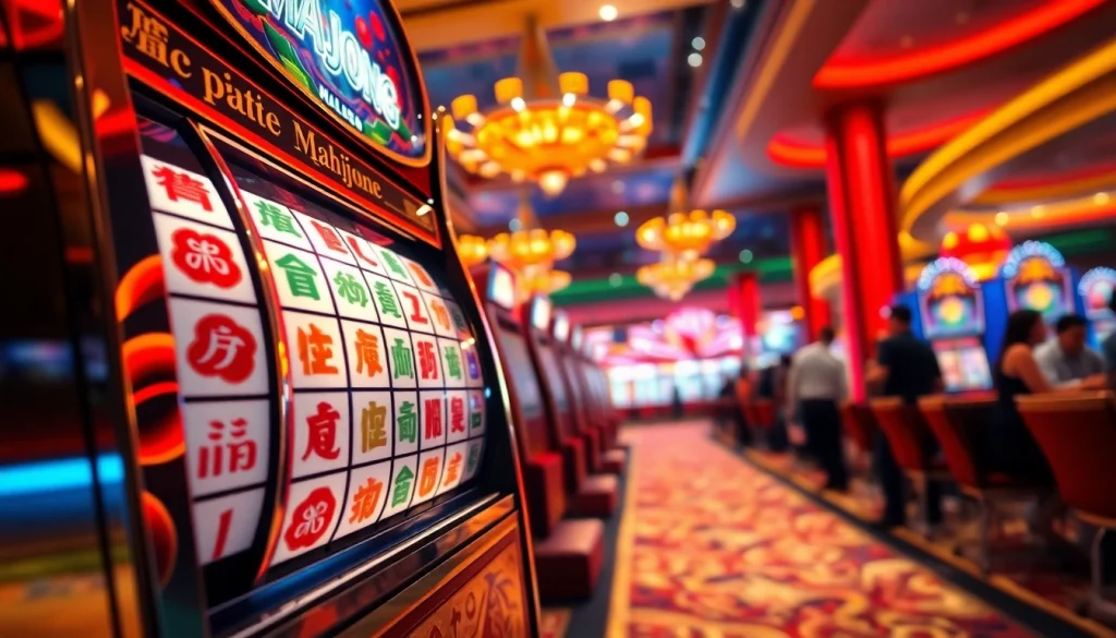 Menangkan di mahjong slot dengan mesin slot yang menampilkan simbol mahjong yang berkilau.