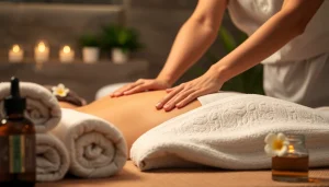 마사지 중인 모습으로 편안하게 쉬고 있는 고객을 강조한 장면입니다.