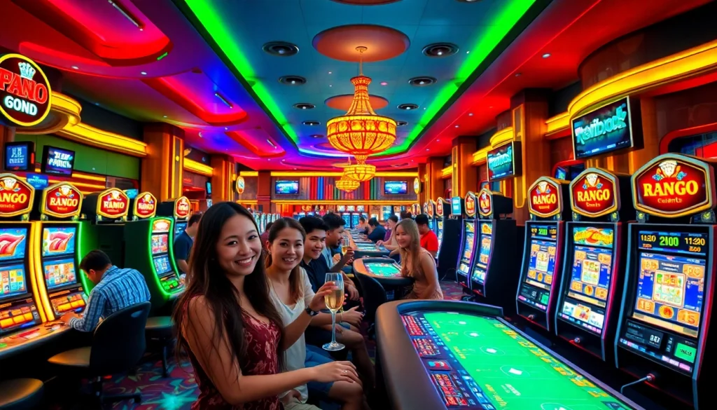 Exciting casino scene at Hello88 showcasing vibrant gaming atmosphere with patrons enjoying their experience.