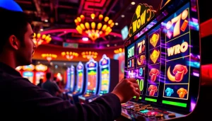 Menggambarkan walettoto dalam sebuah lingkungan permainan slot yang ceria dan energik.