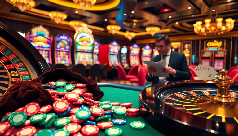 Visual representation of tỷ lệ kèo nhà cái hôm nay with vibrant casino elements and an engaging atmosphere.