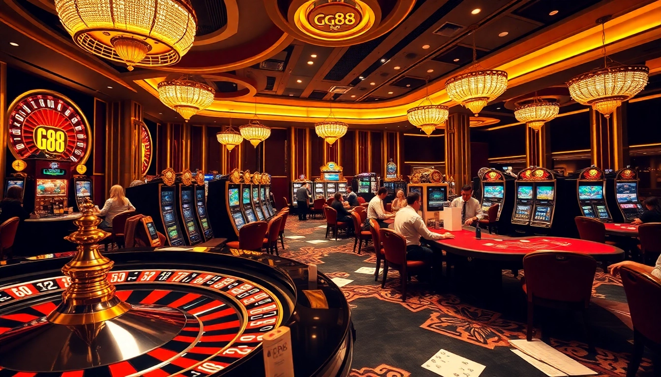 Experience the thrill of gg88 casino with lively games, poker chips, and engaging players.
