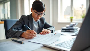 Complete the eta UK application form at a well-lit office desk with organized paperwork.