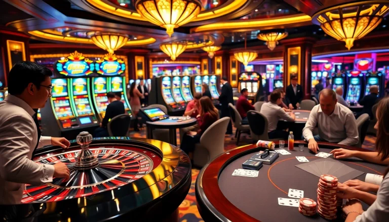 Engage with the vibrant casino atmosphere at https://thabet.vegas/ featuring roulette tables, poker players, and lively slot machines.