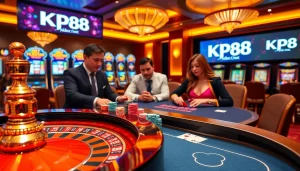 Experience the excitement of gambling at KP88 with poker tables and roulette wheels.