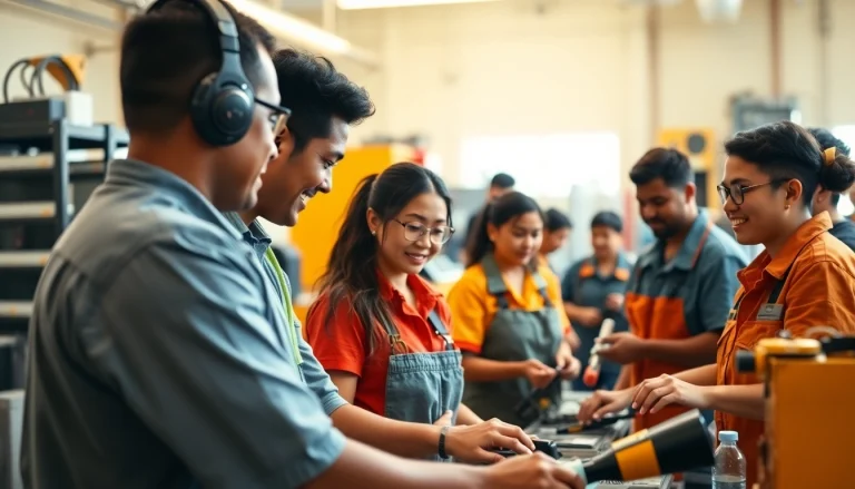 Students practicing hands-on skills in trade schools oahu, showcasing a vibrant learning environment.