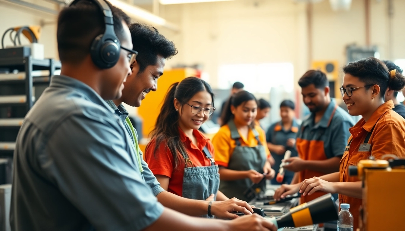 Students practicing hands-on skills in trade schools oahu, showcasing a vibrant learning environment.
