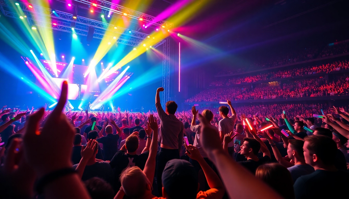 BTS news capture vibrant concert scene featuring BTS performing with energetic crowd.