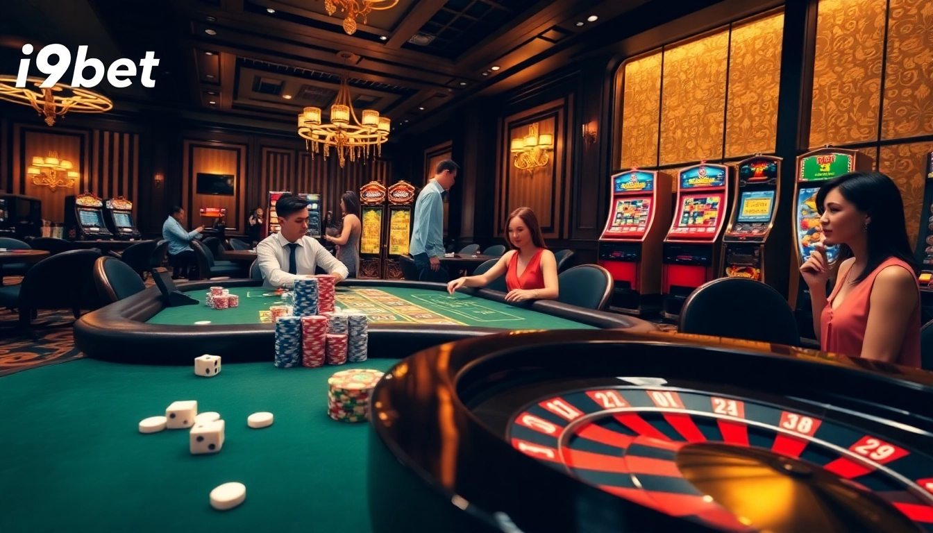 Experience the thrill of betting at i9bet with vibrant casino tables and engaged players.