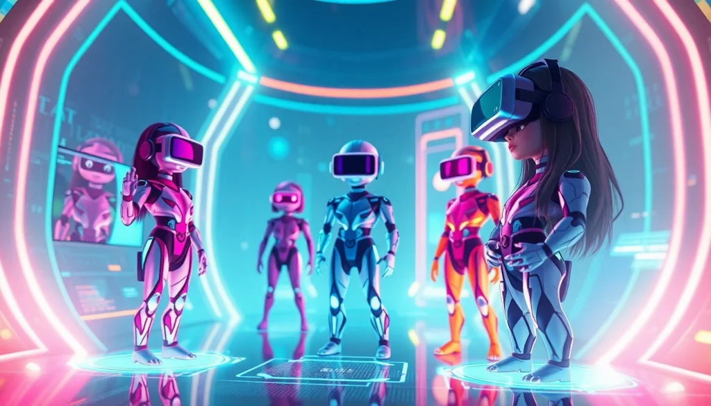 Engaging NSFW character AI scene showcasing customizable digital personas in a futuristic interface.