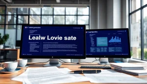 Illustration of automated legal notice generation tools in a professional environment.