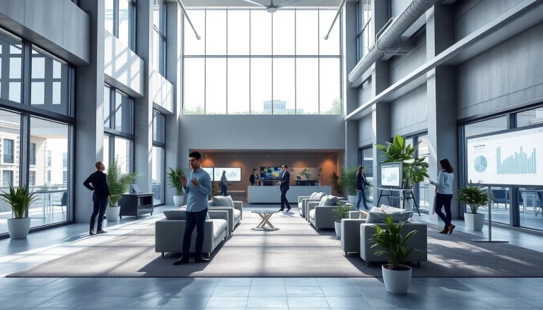 Modern office space emphasizing Commercial Real Estate, featuring sleek design and collaborative atmosphere.