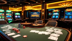 Experience the thrill of MM88's online gambling with colorful poker chips and a vibrant casino table scene.