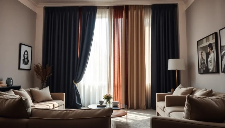 Verduisterende gordijnen in een stijlvolle woonkamer zorgen voor een gezellige sfeer.