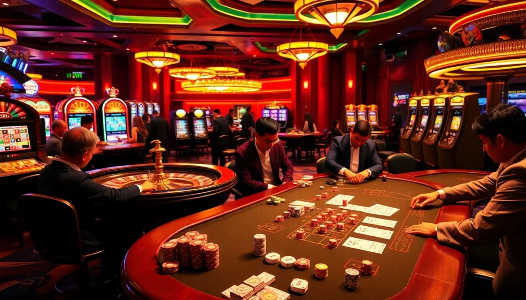 Experience the thrill of xx88 in a luxurious casino with vibrant players and rich décor.