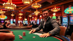 Experience the excitement of 23win with players engaging at a vibrant casino gaming table.