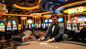 Experience the luxury of BK8 as players enjoy superior gaming at a sleek casino.
