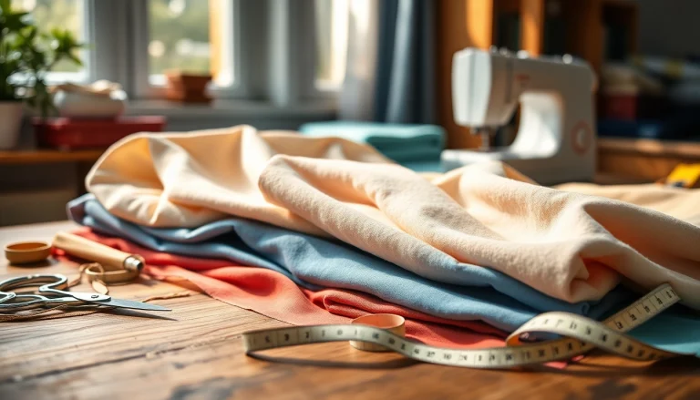 Bekijk goedkope katoen met verschillende kleuren en patronen op een houten tafel.