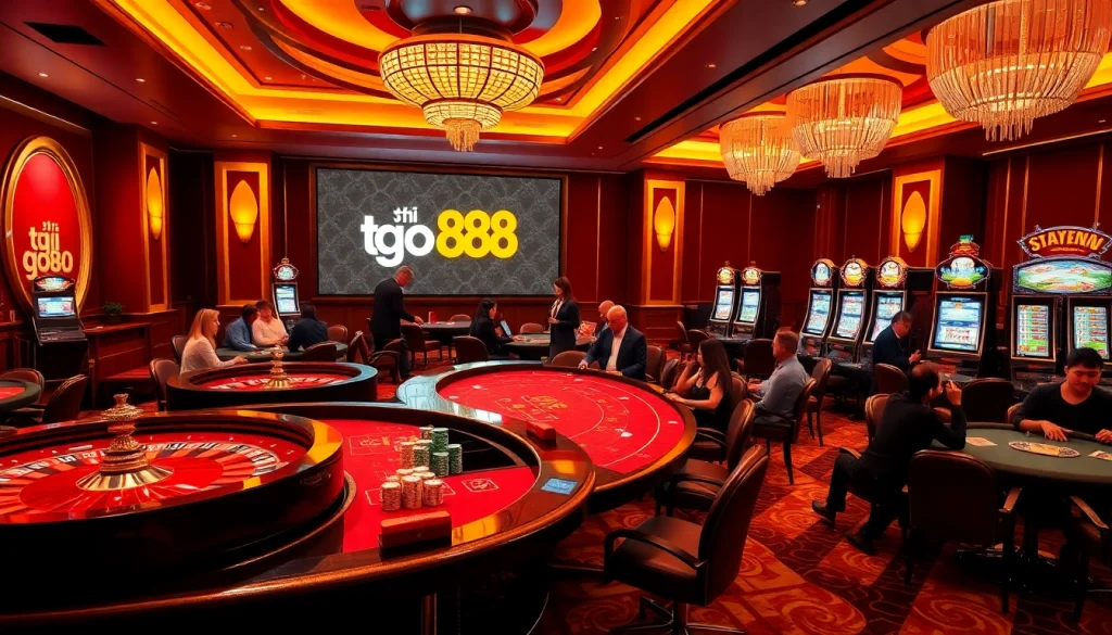 Engaging gamblers in action while showcasing the tải go88 game experience in a luxurious casino setting.