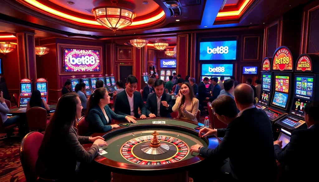 Experience the thrill of gambling at bet88 with vibrant slot machines and lively card games.