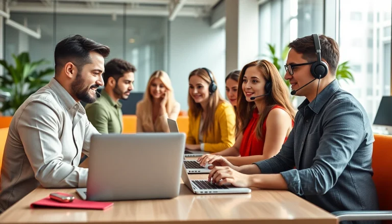 Enhancing Helpdesk support through teamwork in a vibrant office setting.