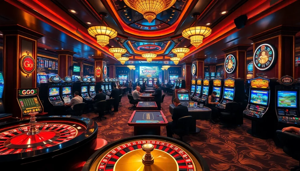 Players enjoying thrilling games at Go8 casino with vibrant atmosphere and luxurious settings.