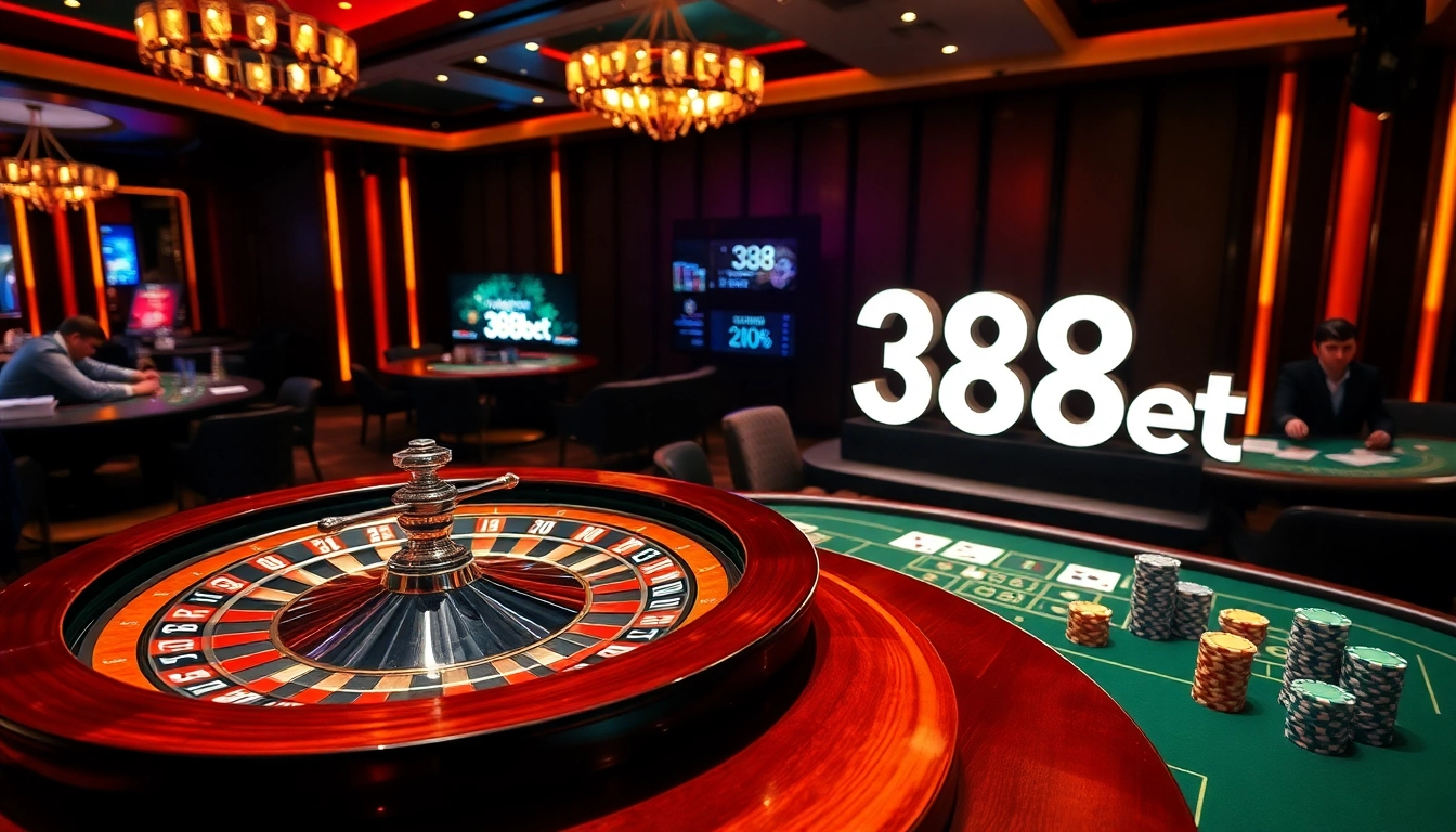 Experience thrilling gaming excitement with 388bet at a luxurious casino table.