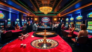 Players engaging in thrilling casino games at XX88, showcasing luxury and excitement.
