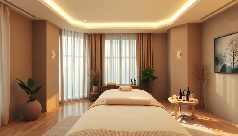 Serene massage room setting, ideal for 서울출장마사지, featuring calming decor.