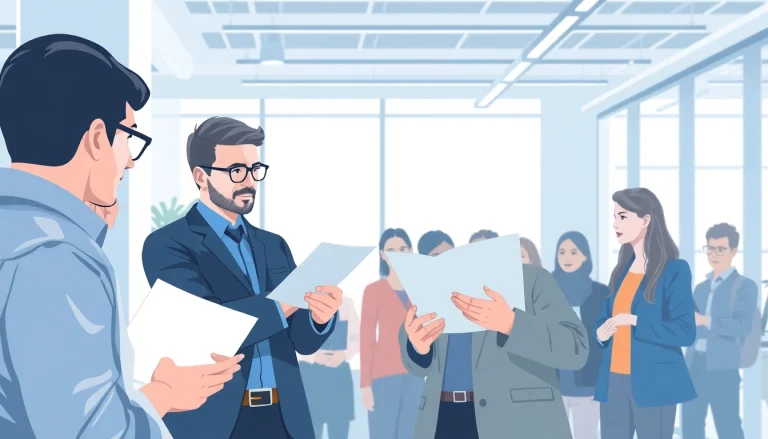 Showcasing expert sales recruiting services through a dynamic office interaction.