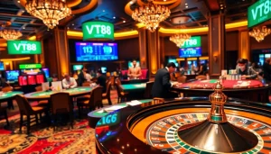 VT88 players engaging in a thrilling game of roulette in a luxurious casino.