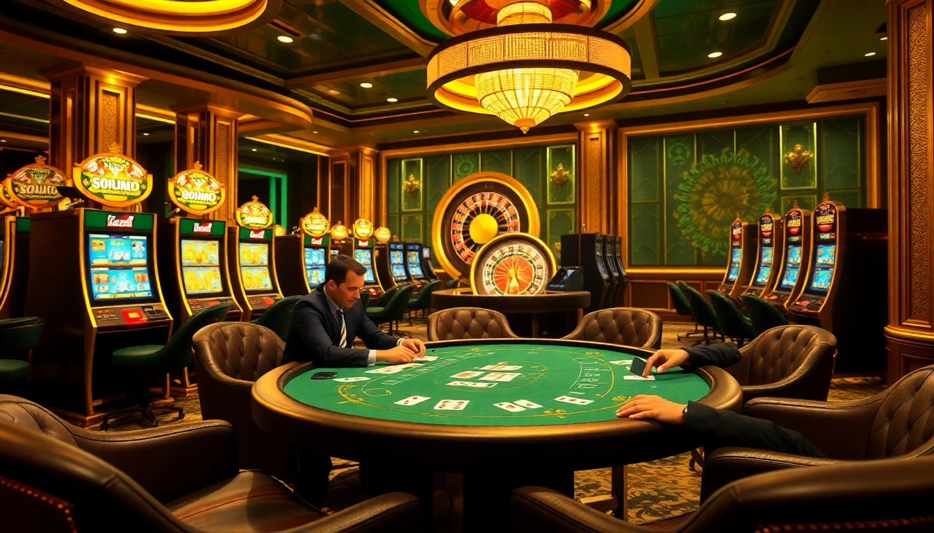 KJC casino atmosphere with players engaged in poker at a luxurious table.