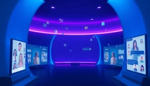 Immersive NSFW AI platform showcasing user interaction with avatars.