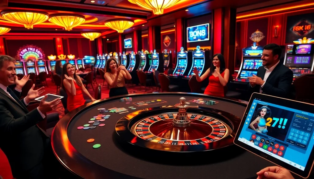 Players engaging at the BK8 casino table, showcasing excitement in a premium gambling atmosphere.