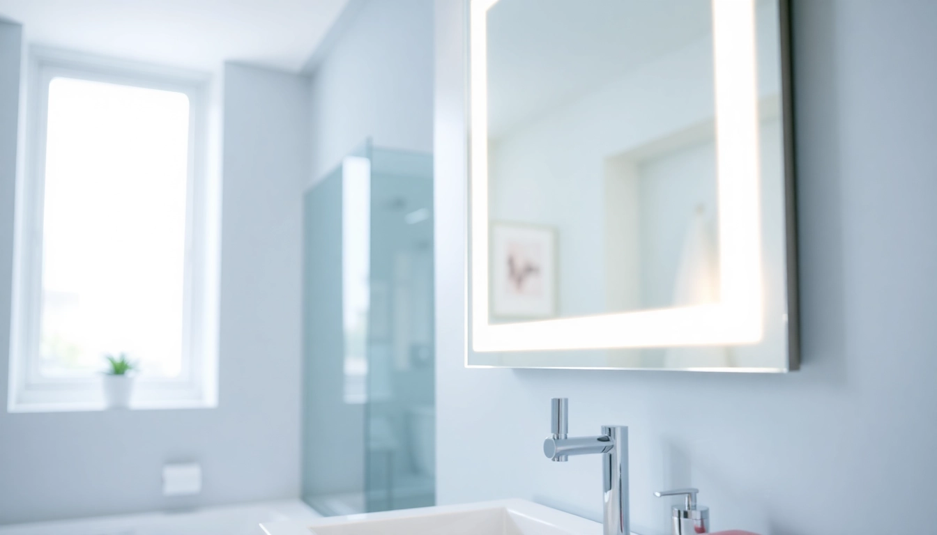 Illuminate your space with a stylish bathroom mirror with LED light that enhances modern vanity designs.