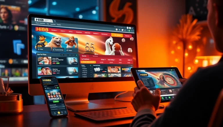 Engaging online gambling interface on Hi88, showcasing stimmgewitter.org with vibrant colors and dynamic activities.