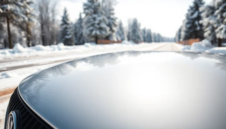 PPF winter road salt protection showcased on a vehicle in a snowy landscape.