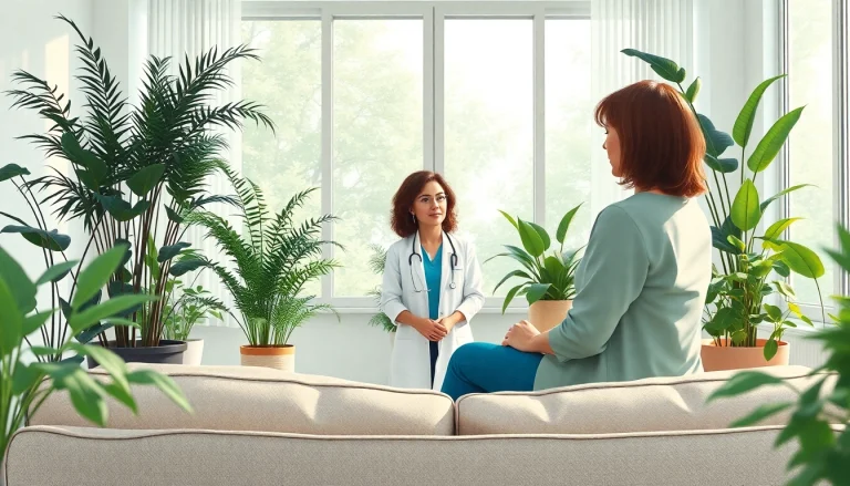 Anxiety symptoms illustrated through a professional therapy session in a serene office with natural light.