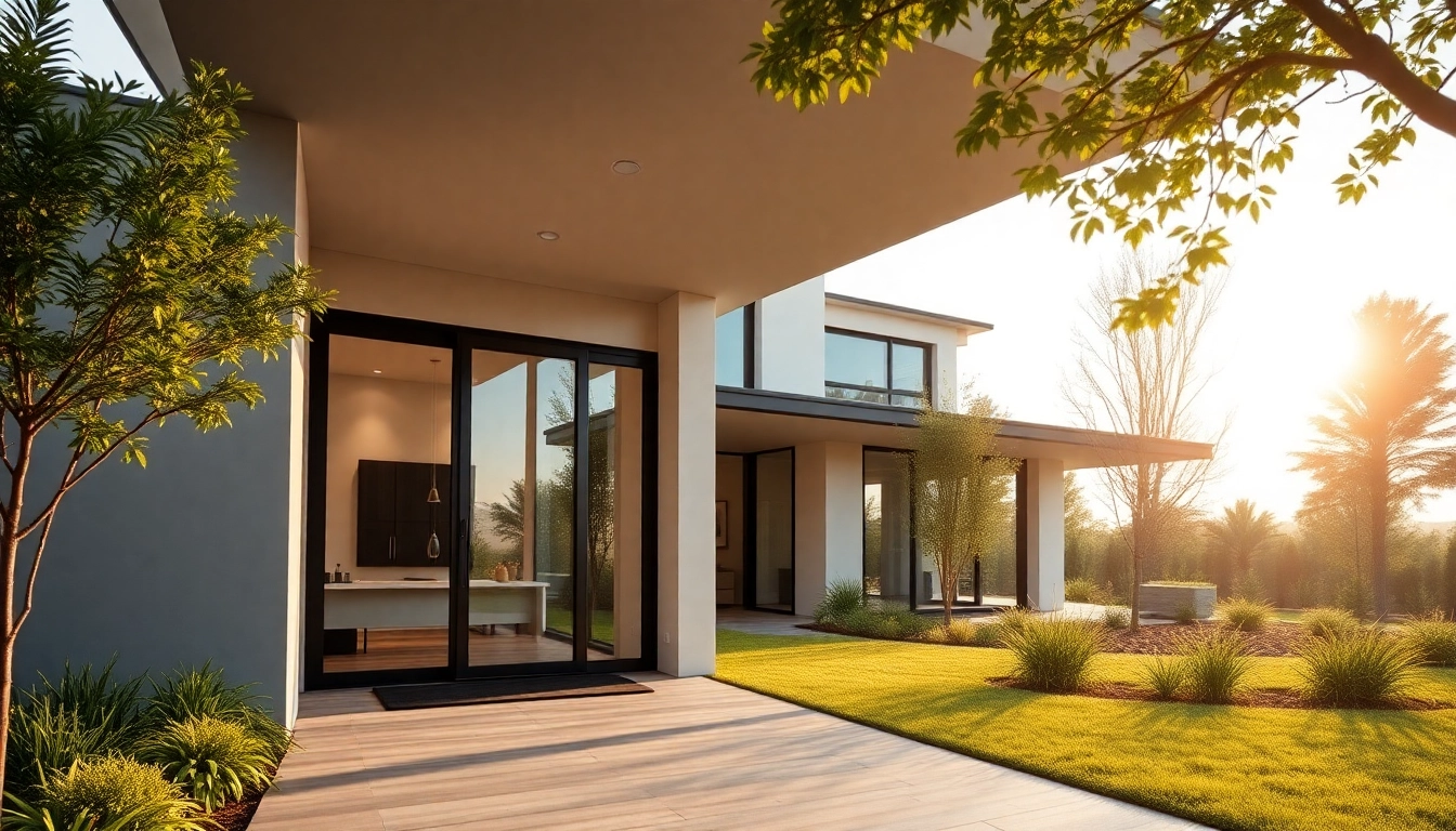 Showcase of custom residential architecture services with a modern home entryway.