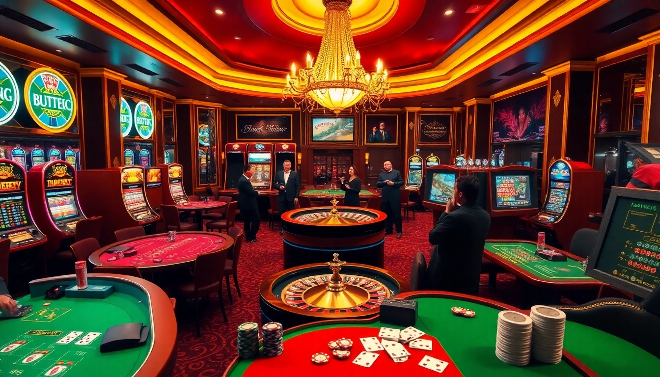 L'atmosphère vibrante d'un casino de luxe met en valeur le meilleur casino en ligne avec excitation et élégance du jeu.