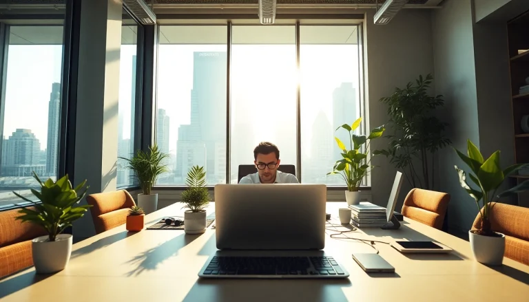 Brightet enhancing productivity in a modern office workspace with natural sunlight.