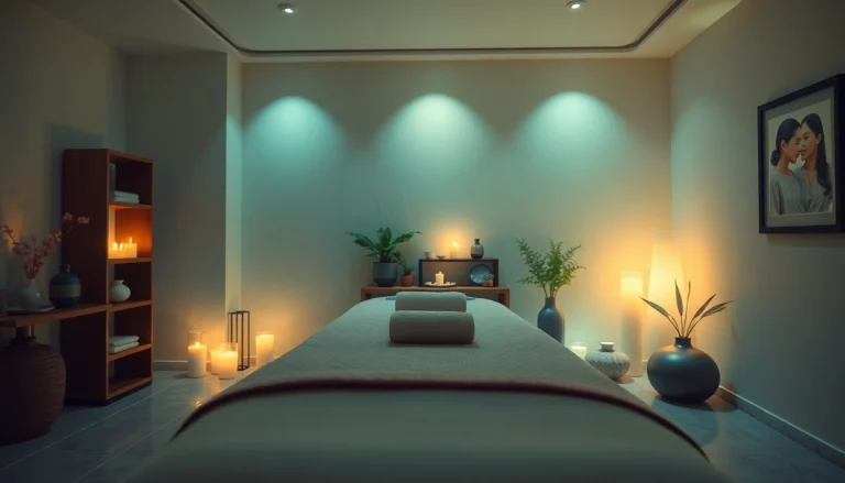 부드러운 조명과 현대적인 장식이 있는 고요한 환경의 의정부 마사지 클리닉.