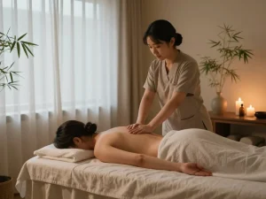 편안한 요소가 가득한 평화로운 분위기에서의 진정 효과가 있는 논현동마사지 치료 세션.