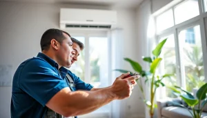 Expert HVAC Repair Tampa professional working on an air conditioning unit at home.