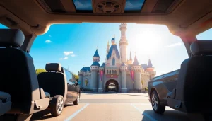 Experience Disneyland Paris airport transfer services with spacious vehicles and iconic backgrounds.
