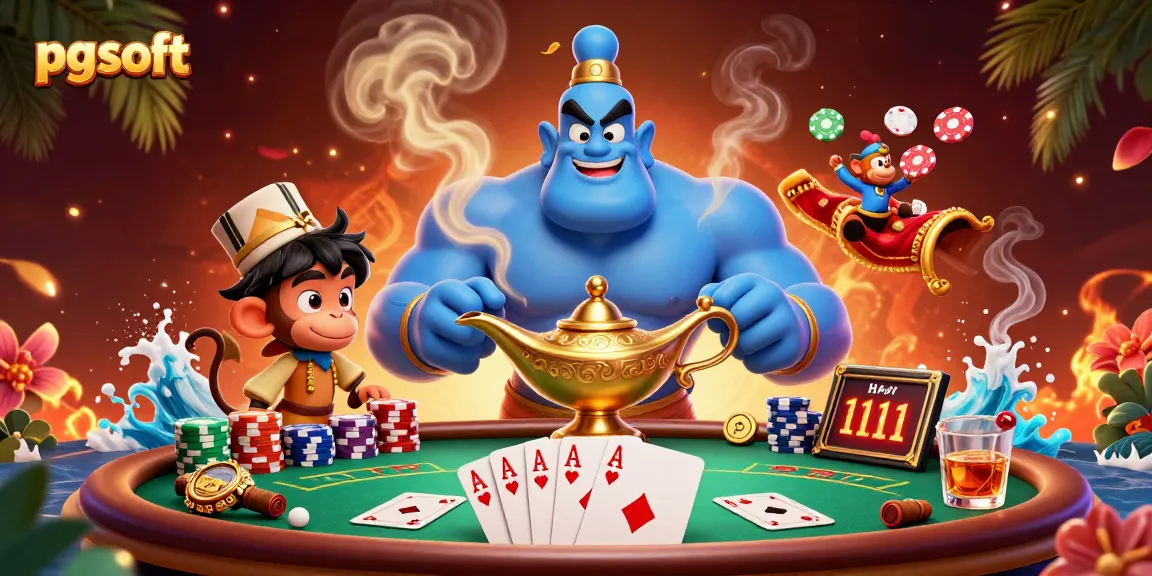 Experience exciting gameplay with pg soft in this dynamic 3D casino illustration filled with poker action.