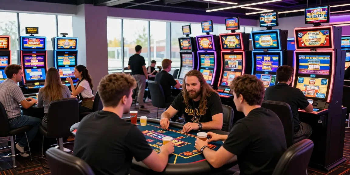 Players enjoying a thrilling experience at credit card casinos with vibrant lights and engaging games.